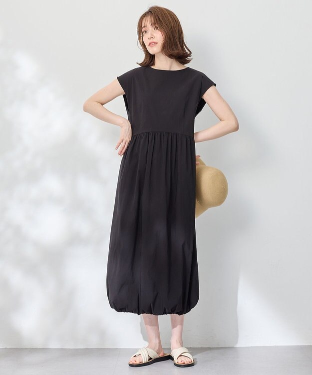 ANY L 【撥水/2WAY】ドロストワンピース ブラック