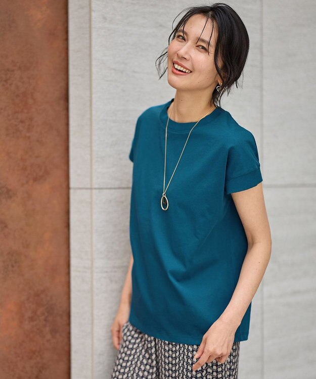 ANY ニットリブフレンチスリーブプルオーバー グリーン