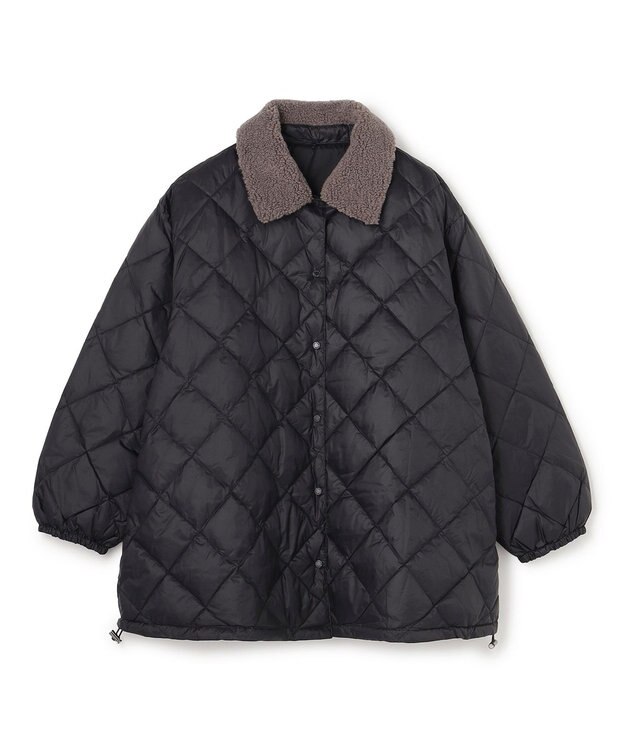 UNFILO L 【自宅で洗濯OK / ファー襟取り外し可能】TAIONコラボ ボア襟 リバーシブルダウン ブラック