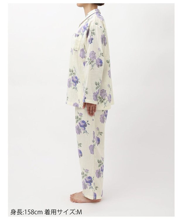 Wing パジャマ 長袖 長ズボン 綿100%(本体) 二重ガーゼ レディース EP5073 ウイング／ワコール クリーム