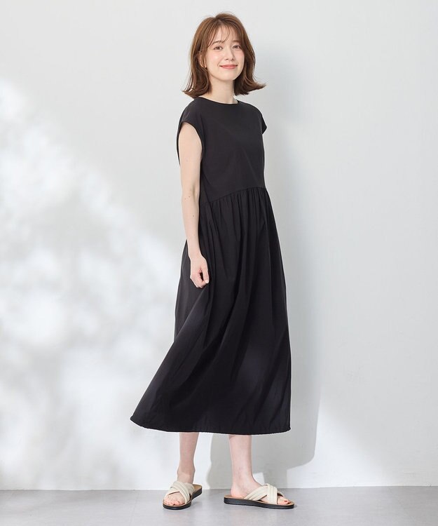 ANY L 【撥水/2WAY】ドロストワンピース ブラック
