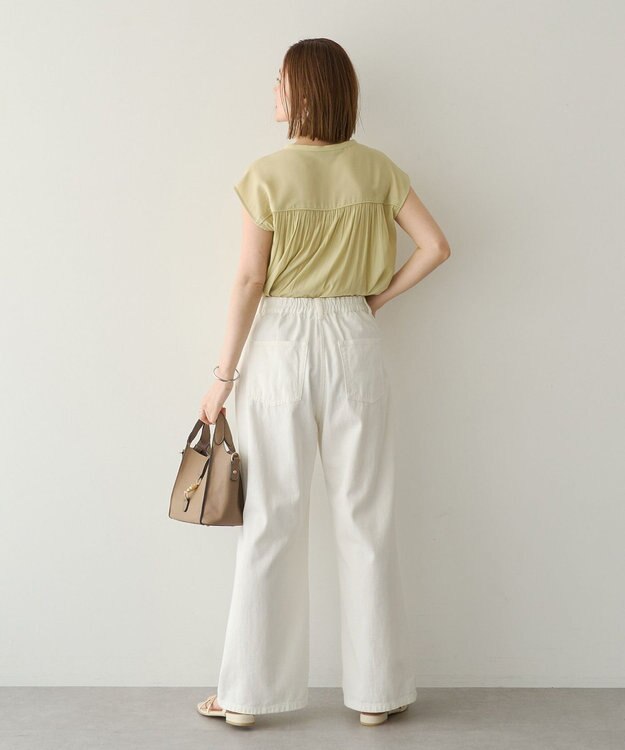 YECCA VECCA <<接触冷感>>フレンチスリーブギャザーブラウス Yellow