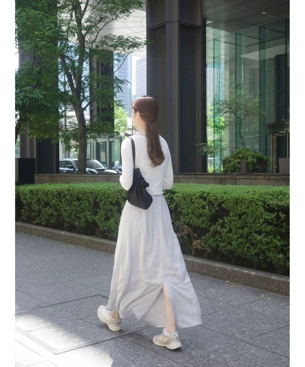 Green Parks AnriettMusee サテンナロースカート Gray