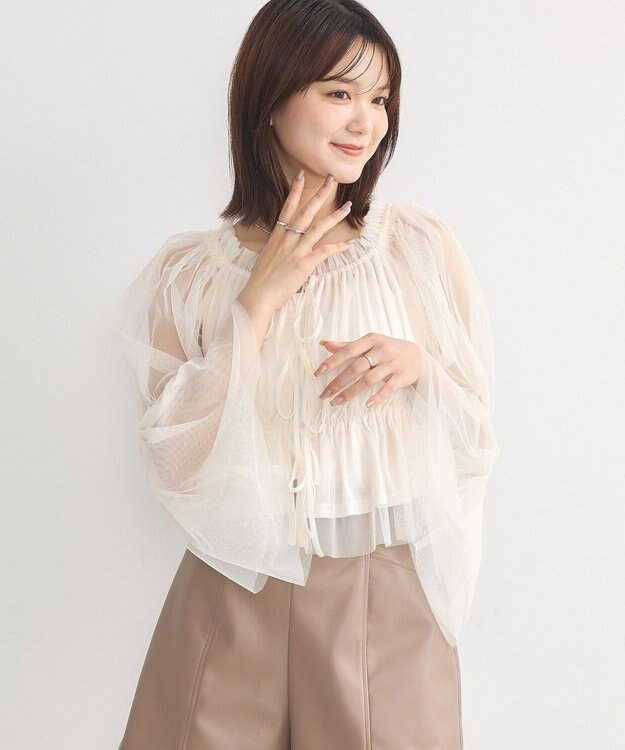 earth music&ecology チュールブラウス Ivory