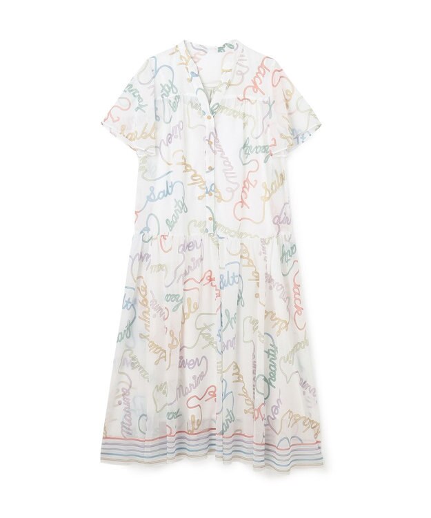 GRACE CONTINENTAL ロープロゴプリントワンピース ホワイト