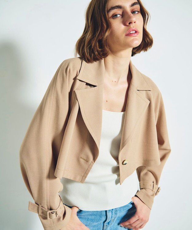 GRACE CONTINENTAL ストレッチスラブ3WAYコート ベージュ