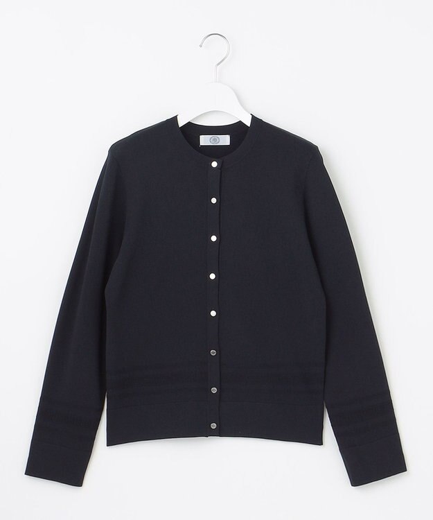 J.PRESS LADIES S 【洗える】RAYON ELITE STRETCH クルーネック カーディガン ネイビー系