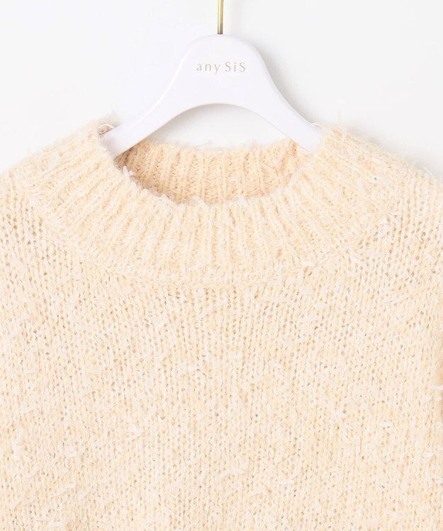 ANY SIS 【洗える】リボンヤーンミックス ニット アイボリー