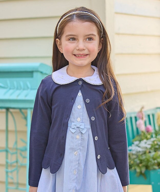 ANY KIDS 接触冷感 UVケア カーディガン ネイビー