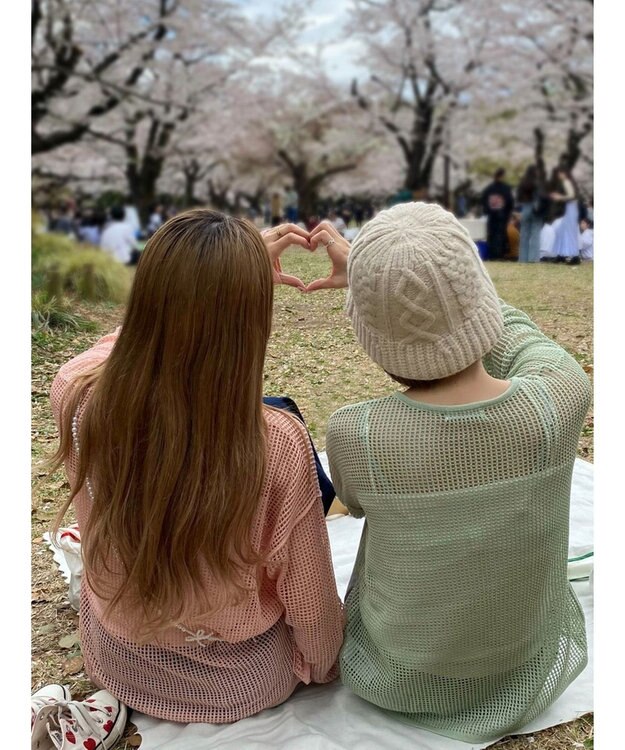 Green Parks ＳＥＴ２点　透かしカーデ＋キャミソール Pink