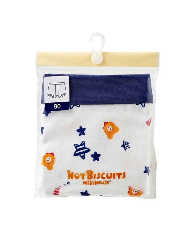 MIKI HOUSE HOT BISCUITS 【90-120cm】 プリント柄ボクサーパンツ 白