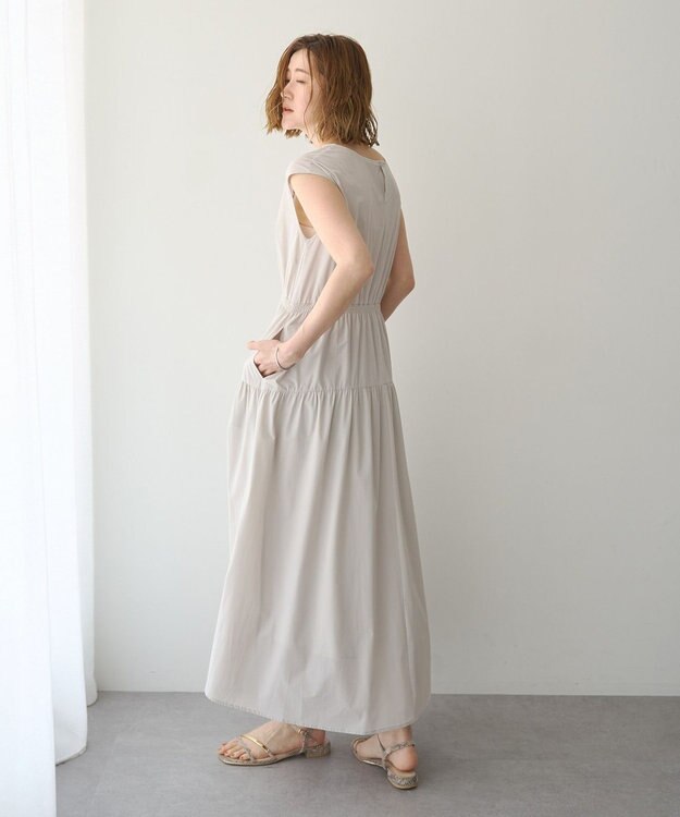 YECCA VECCA 【UVカット/接触冷感/遮熱】ギャザーロングワンピース Light Beige