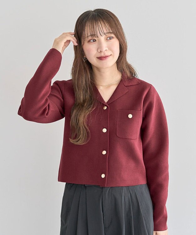 Green Parks ・ｓｗｉｎｇ　ｂｙ　ニット開襟カーディガン Bordeaux