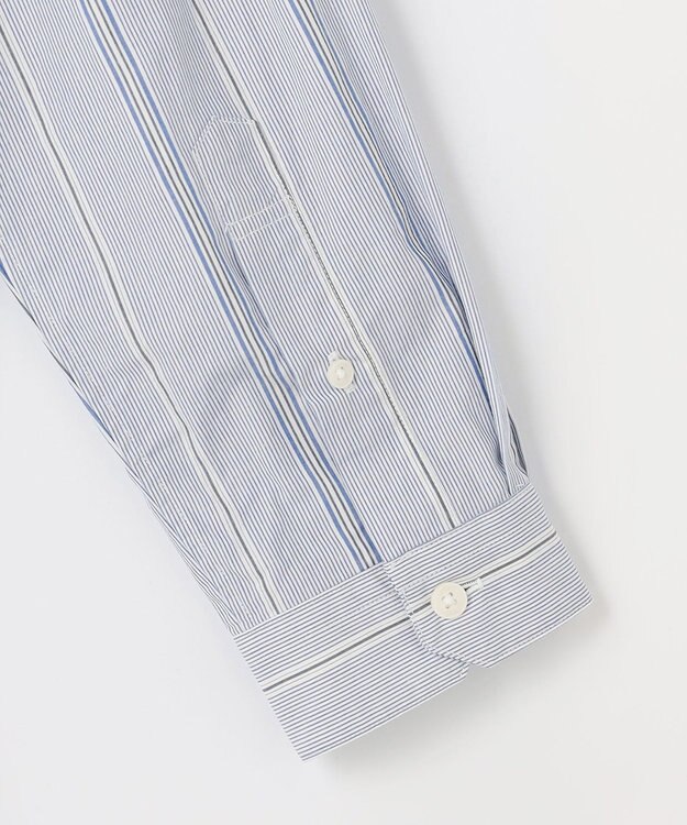 JOSEPH ABBOUD 【シルクブレンド】シルクコットンストライプバンドカラー シャツ ブルー系2
