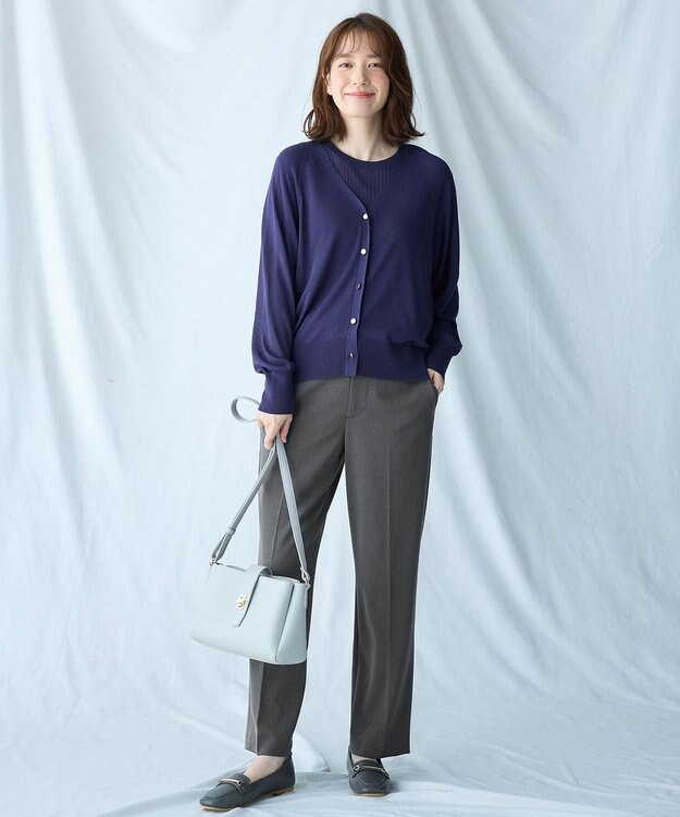 ANY L 【洗濯機可/ウエストゴム/２ＷＡＹストレッチ】テーパードパンツ チャコール