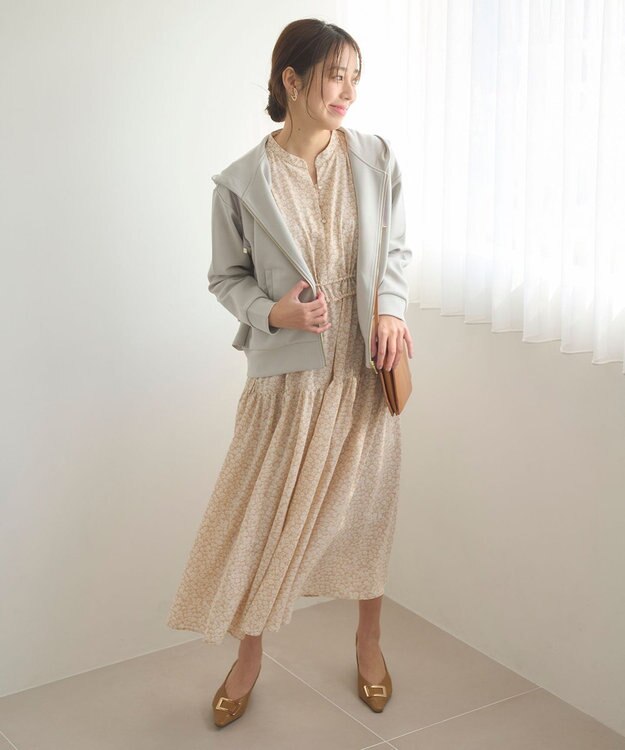 Feroux 【洗える】フラワープリントドロスト ワンピース ピンク系