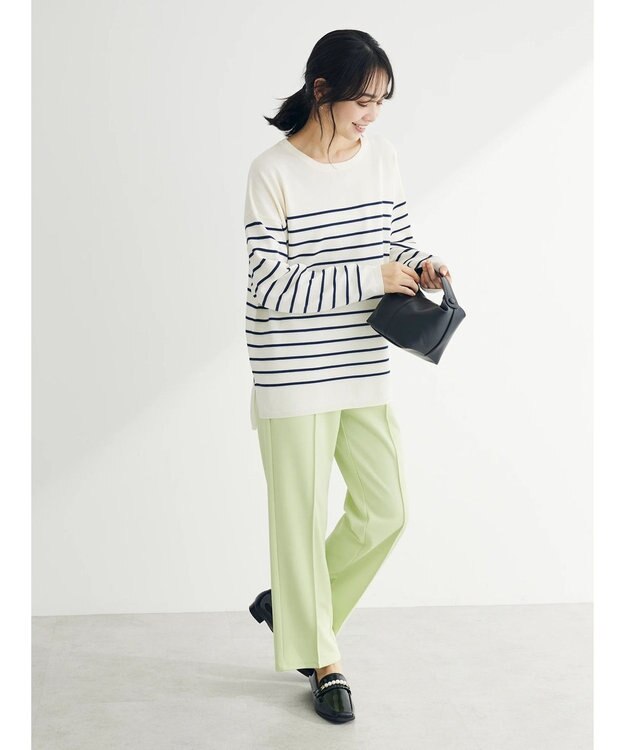 Green Parks らくスレストレートパンツ Lime Green