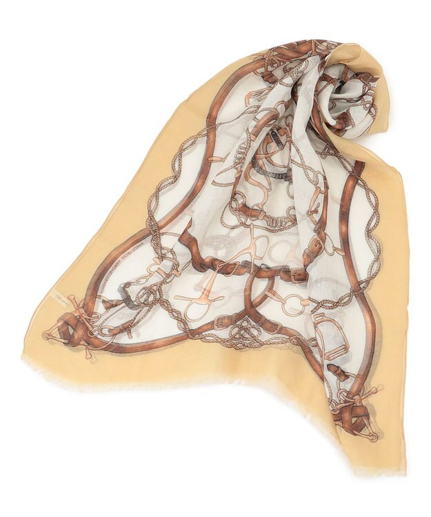 23区 スカーフプリント ストール ブラウン系