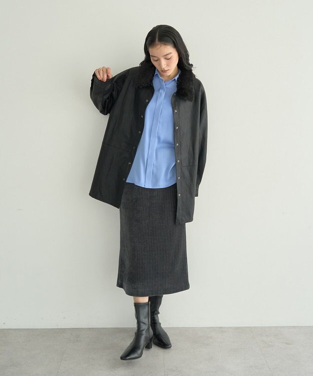YECCA VECCA コーデュロイナロースカート Charcoal Gray