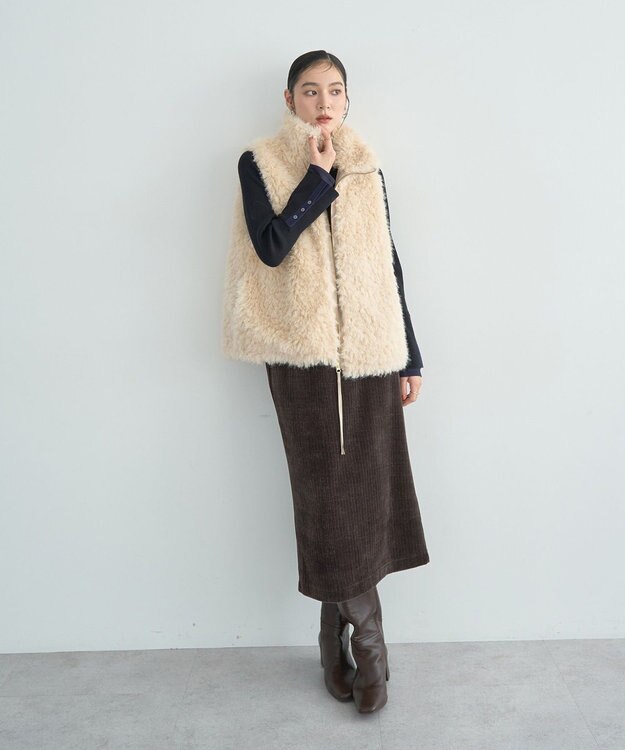 YECCA VECCA コーデュロイナロースカート Brown