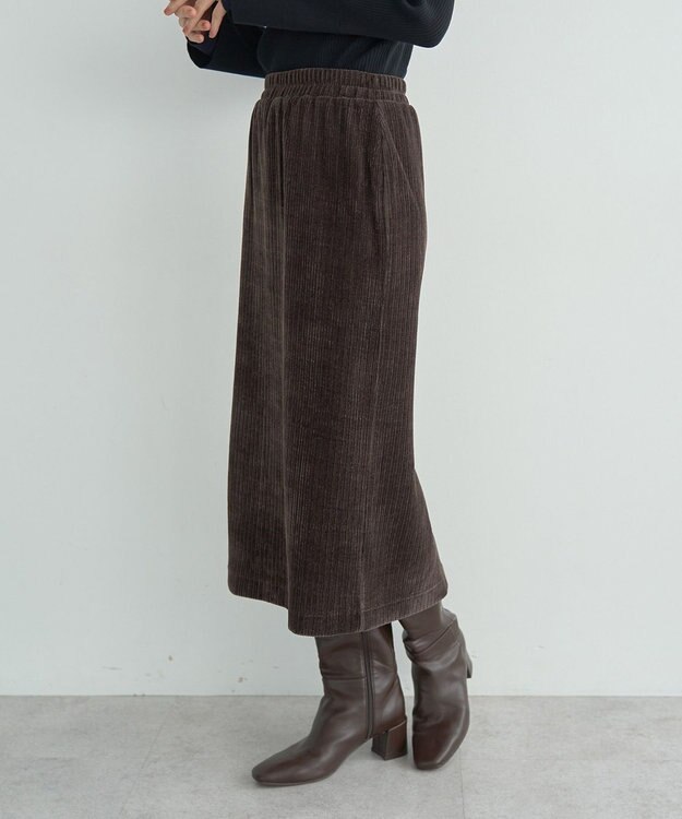 YECCA VECCA コーデュロイナロースカート Brown