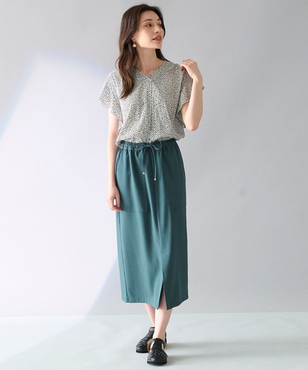 ANY L 【洗濯機可能】マットビンテージサテンブラウス オフランダムドット