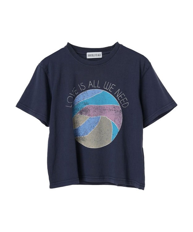 Green Parks ・Ｄｏｕｂｌｅ　Ｆｌａｇｓウ゛ィンテージライクプリントＴ Navy