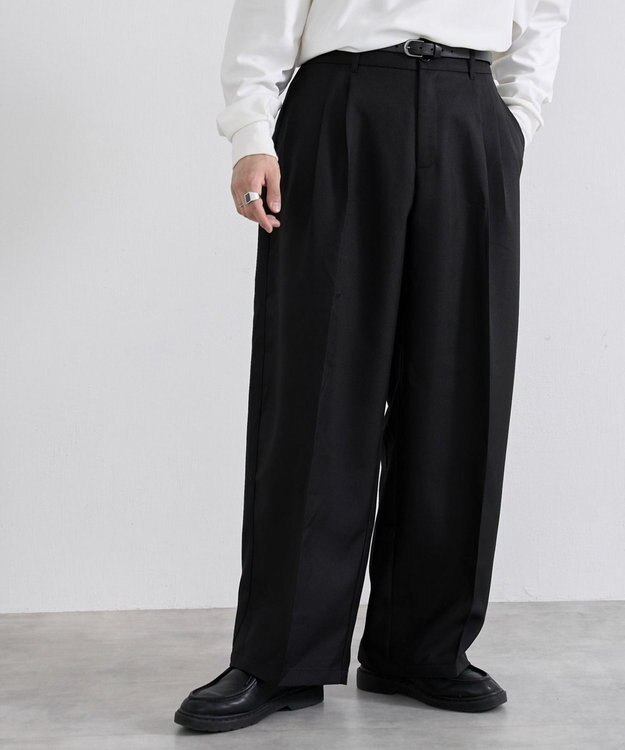 WEGO ワイドストレートスラックス ブラック