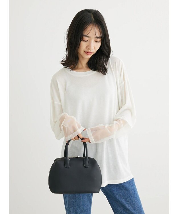 Green Parks 袖チュールドッキングシアープルオーバー Off White