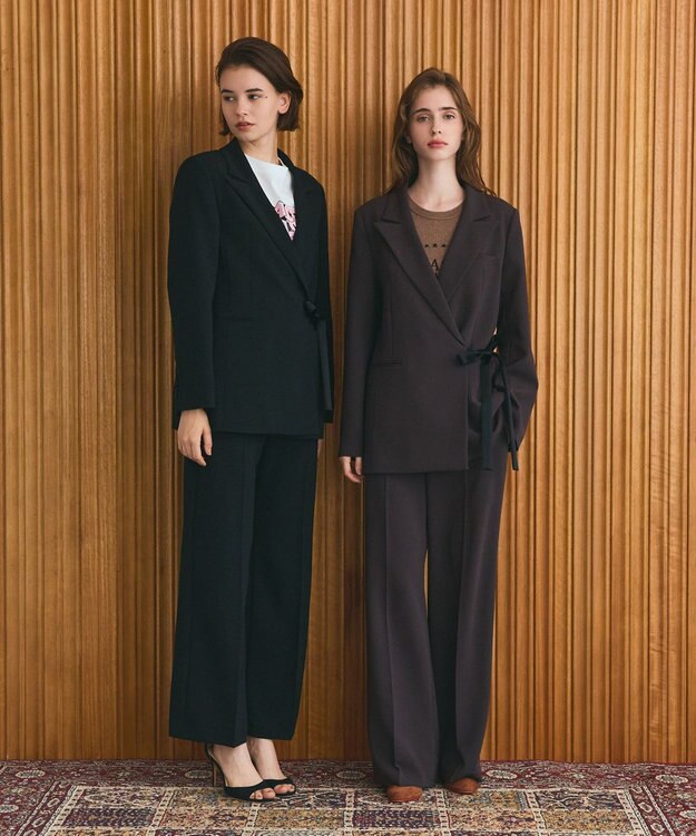 GRACE CONTINENTAL サテンボウ付テーラードジャケット ブラック