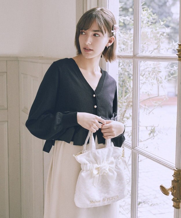 Maison de FLEUR イースターローズリボン2Wayトートバッグ Ivory
