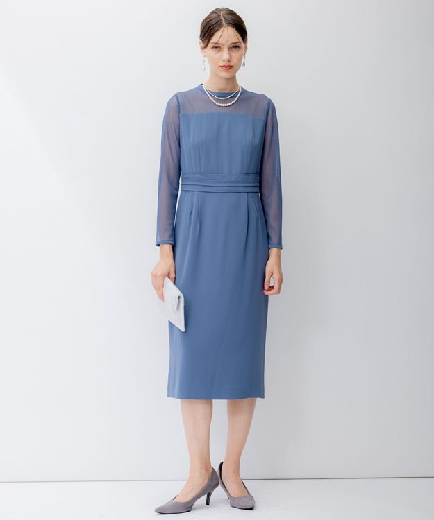23区 L 【APPLAUDIR】ダブルクロス ドレス ブルーグレー系