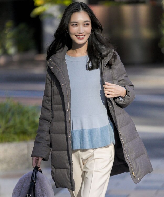 ANY SIS S 【2WAY】シルキータフタロング ダウン 梳毛チャコール