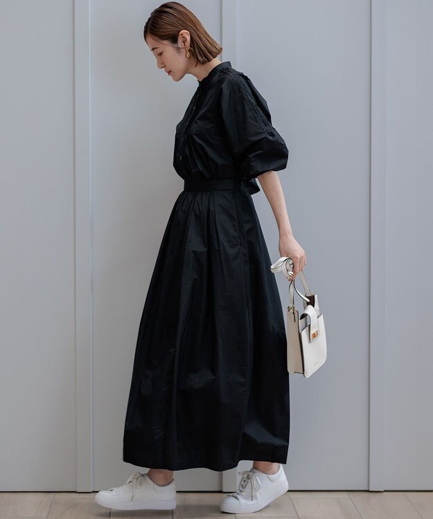 23区 S 【洗える】ナイロンコットンポプリン スカート ブラック系