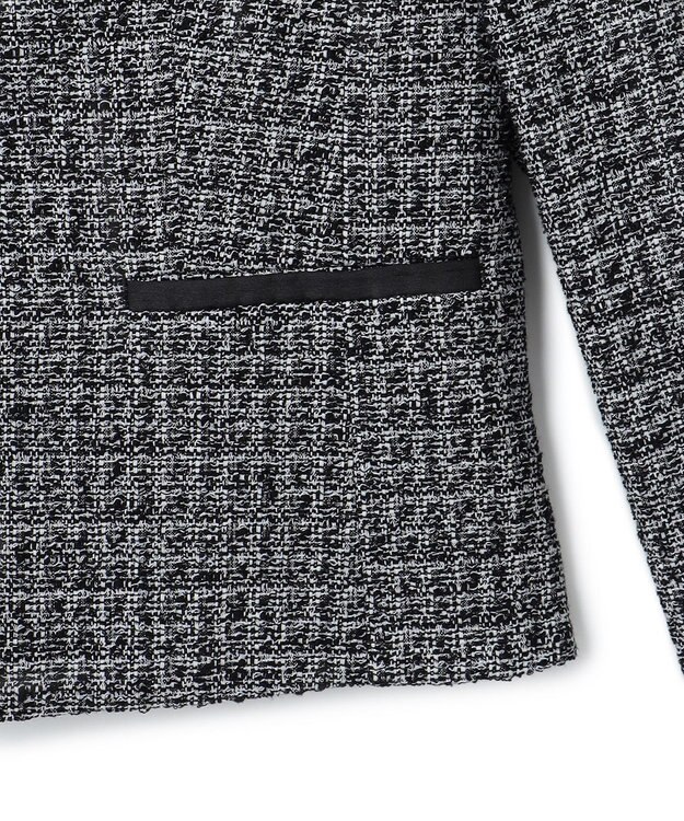 23区 S 【セットアップ対応】シャインツイードストレッチ ノーカラー ジャケット ブラック系2