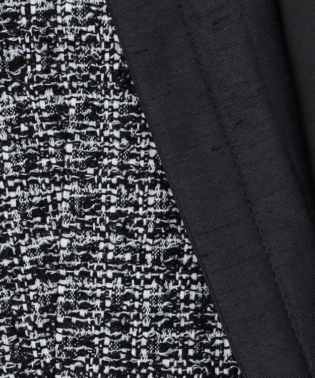 23区 【セットアップ対応】シャインツイードストレッチ ノーカラー ジャケット ブラック系2