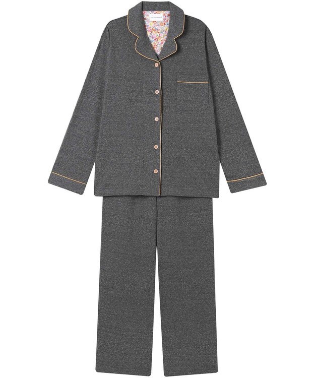 une nana cool 【綿100%】やわらか杢フライスパジャマ MADE WITH LIBERTY FABRIC ダークグレー