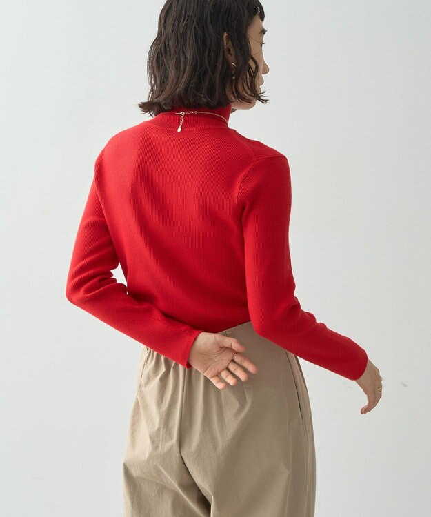 AMERICAN HOLIC バイパチリブタートルネックニットプルオーバー Red