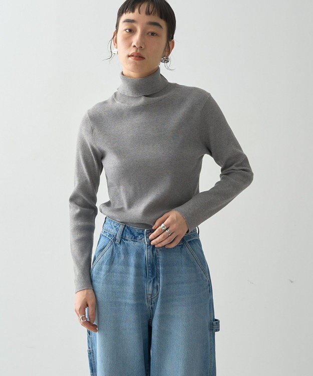 AMERICAN HOLIC バイパチリブタートルネックニットプルオーバー Red