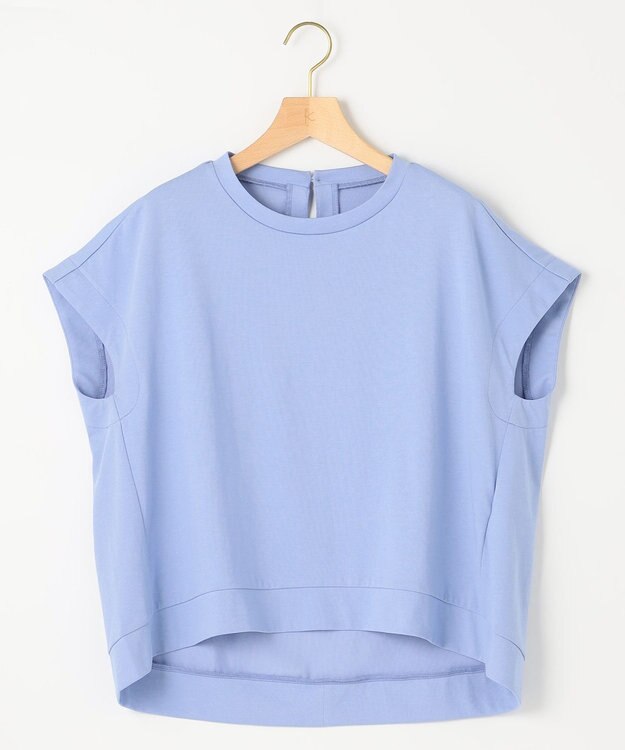 組曲 L 【汗ジミ防止・撥水】GIZAプレーティング天竺フレンチスリーブ カットソー スカイブルー系