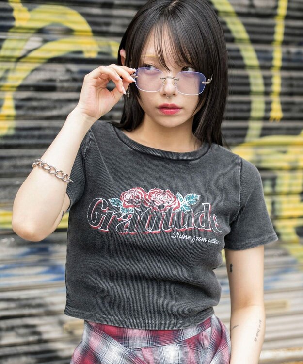 WEGO ヴィンテージウォッシュグラフィックリブT 柄6