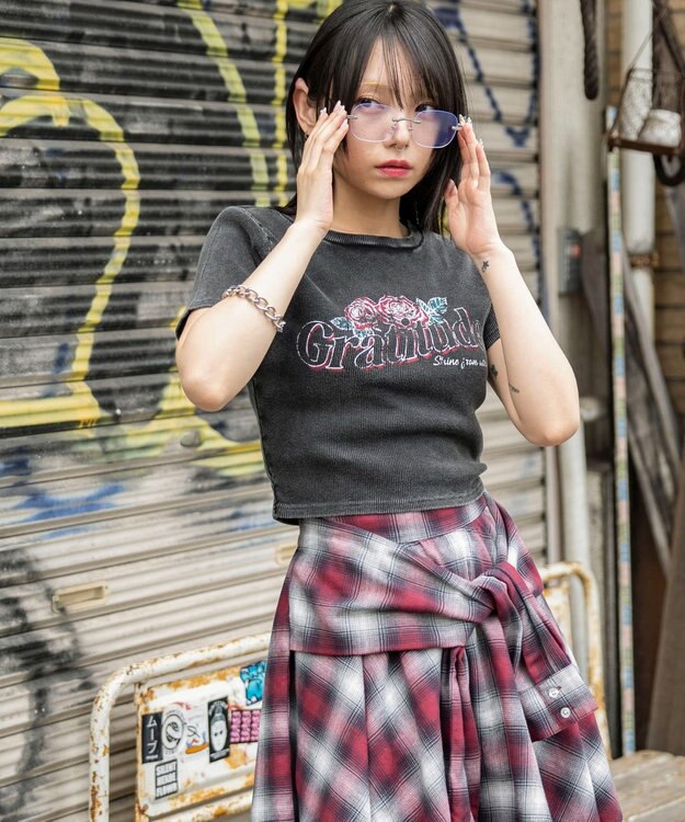 WEGO ヴィンテージウォッシュグラフィックリブT 柄6