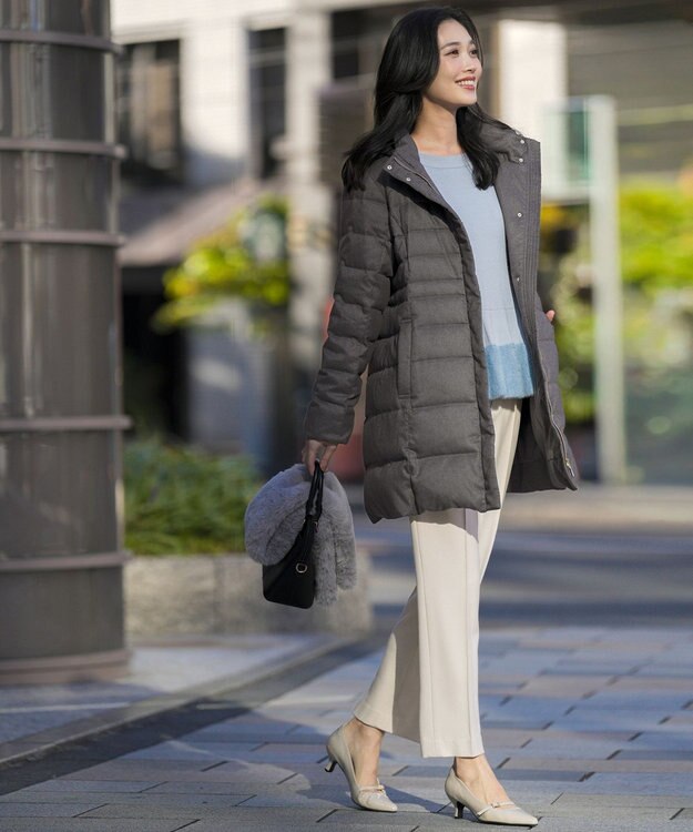 ANY SIS S 【2WAY】シルキータフタロング ダウン 梳毛チャコール