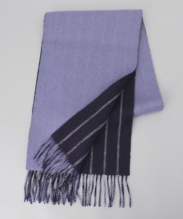 GOTAIRIKU リバーシブルカシミヤ混マフラー ネイビー系1