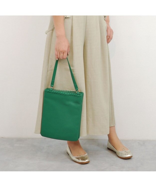 UNBILLION perche 牛革ソフト3層かがり2wayショルダーバッグ グリーン