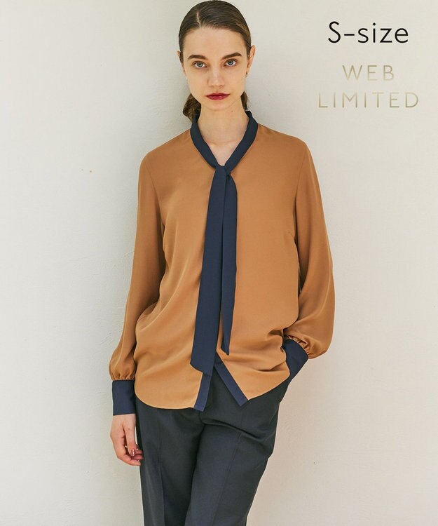 BEIGE， 【WEB限定・S-size】MAKALU / ボウタイブラウス Camel