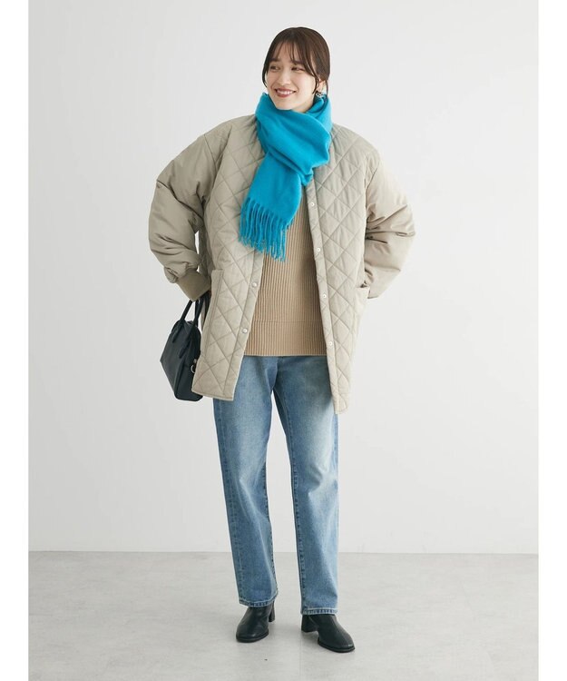 Green Parks 撥水加工　中綿キルトミドル丈コート Light Beige