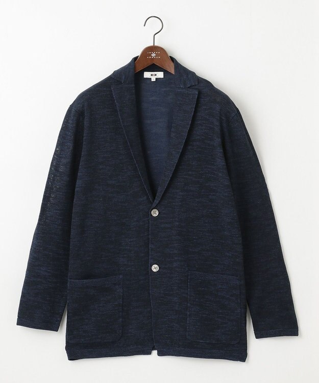 JOSEPH ABBOUD 【キングサイズ・清涼感/軽い/洗える】 スラブギマニットジャケット ネイビー系