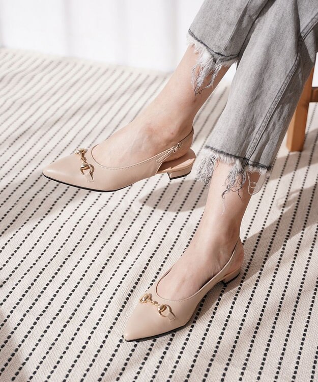 Pointer 日本製 本革ビット付きミュール ベージュ(ヌメ)