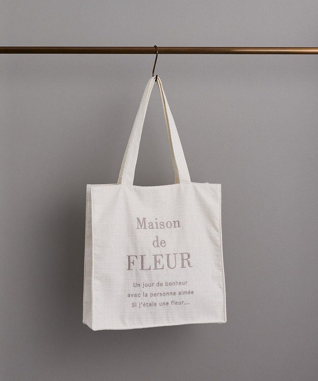Maison de FLEUR ツイードロゴ刺繍スクエアトートバッグ Ivory